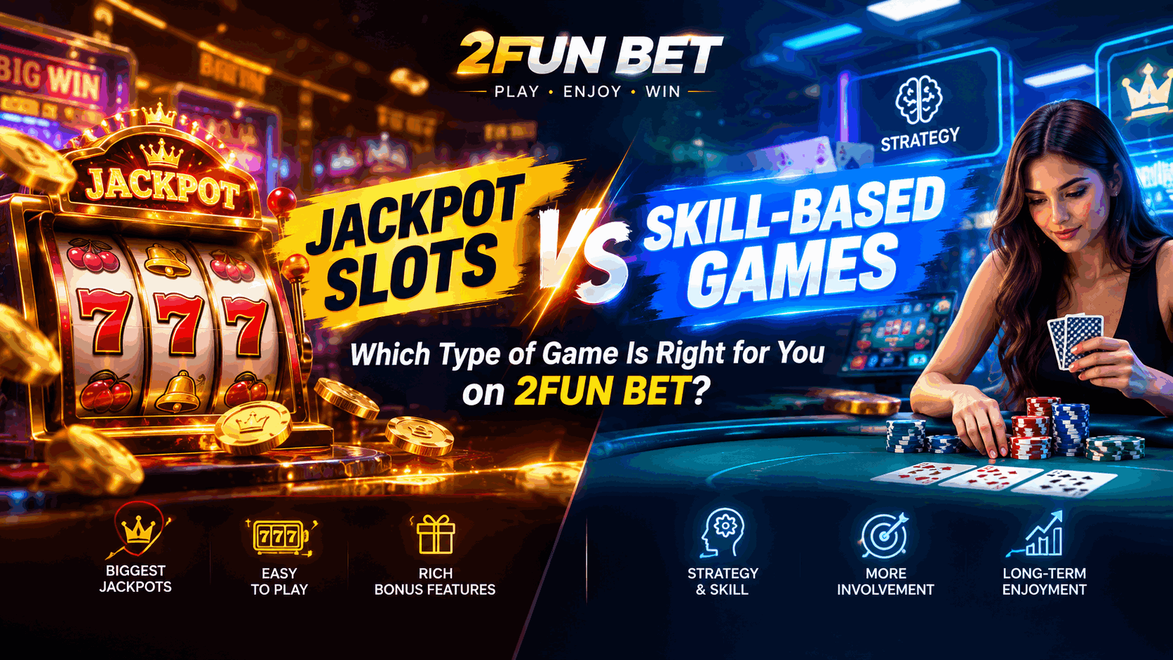 Jackpot Slots vs. Skill-Based Games: Which Type of Game Is Right for You on 2FUN BET?
