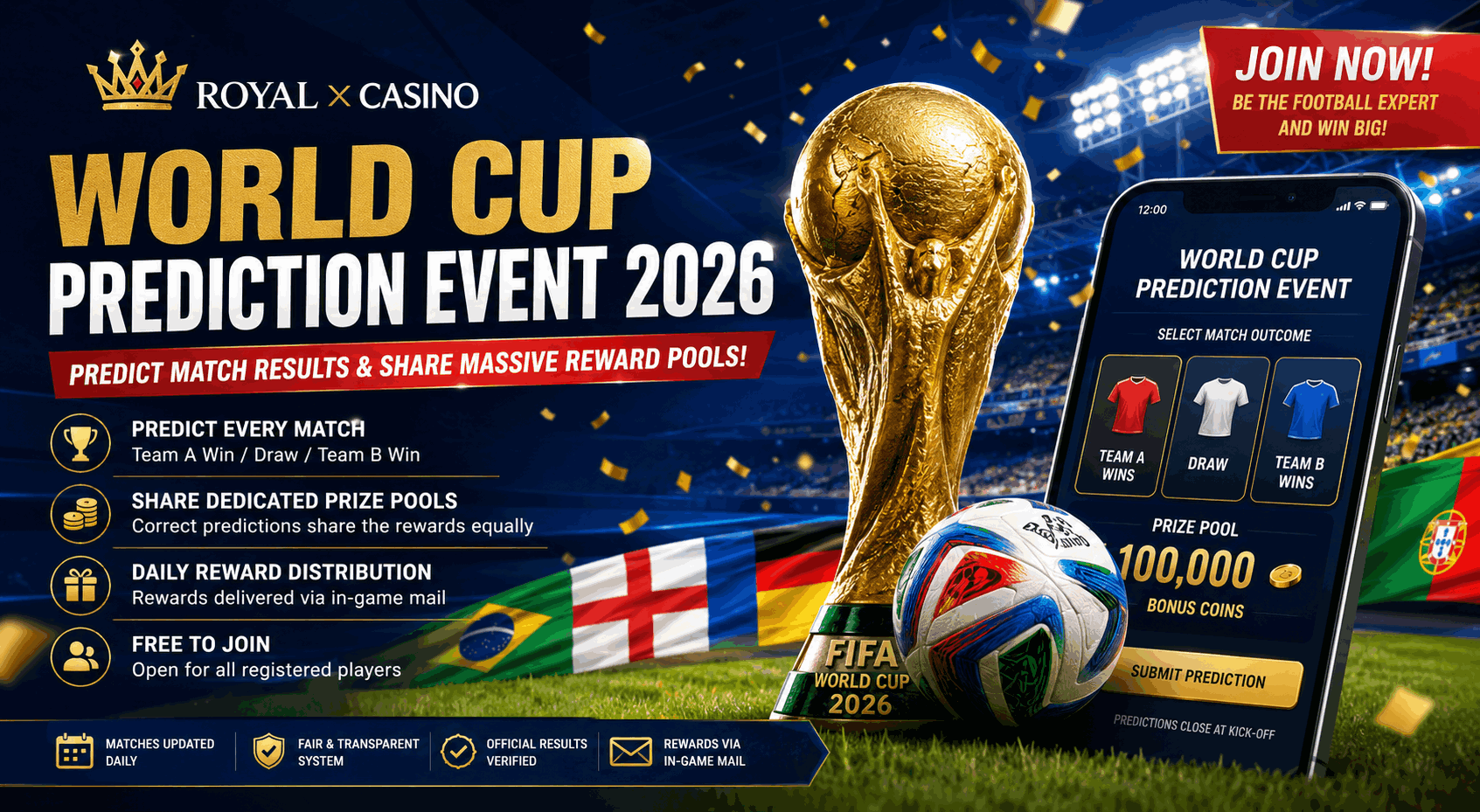 Royal x Casino World Cup Prediction Event 2026: Predict Every Match and Share Exclusive Prize Pools