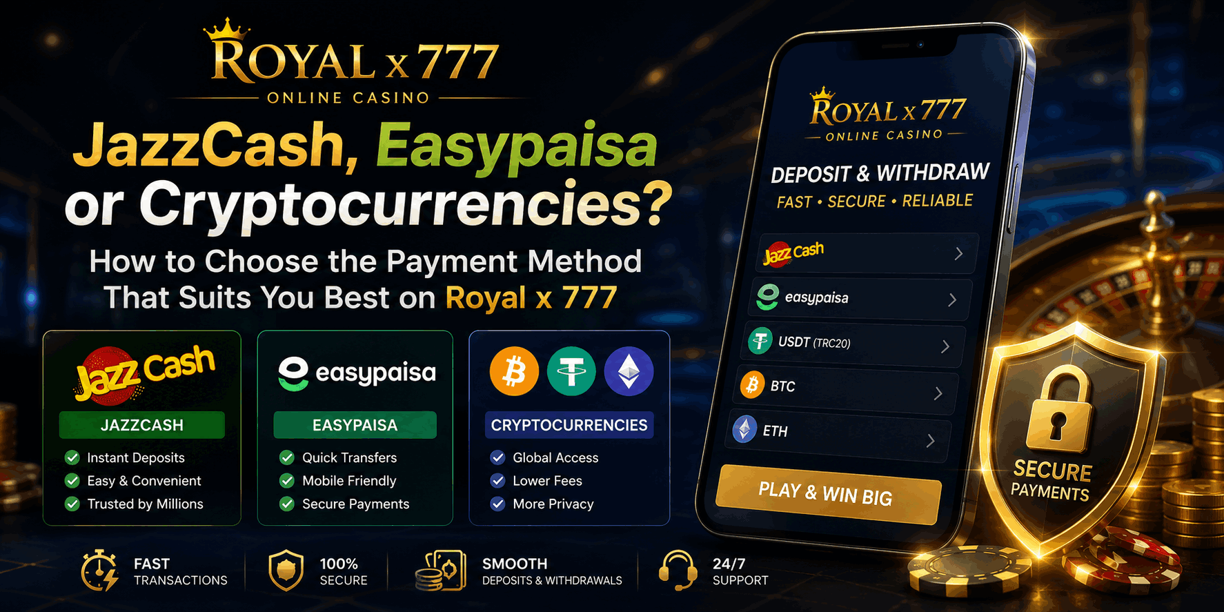 JazzCash, Easypaisa or Cryptocurrencies? How to Choose the Best Payment Method on Royal x 777